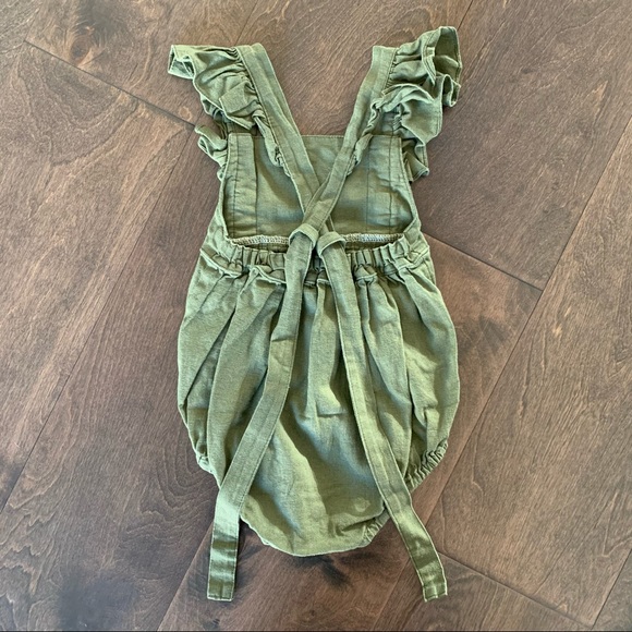 Olive Linen Romper - Picture 2 of 2